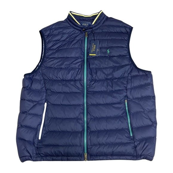 Polo Ralph RL Lauren Packable Full Zip Down Puffer Vest Men's 1XB Blue Pockets - Picture 10 of 12